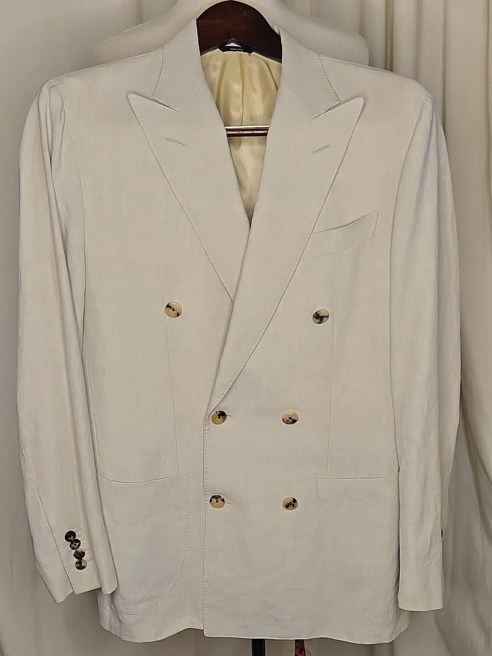 Men's Double-Breasted Cream Blazer